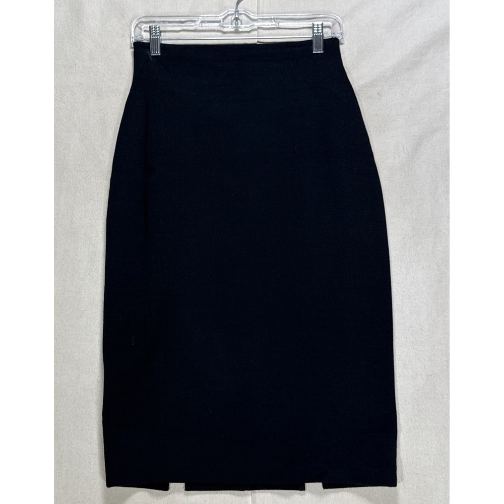 St John Basics Women's Santana Knit Pencil Skirt Black Size 4 Black Wool Blend